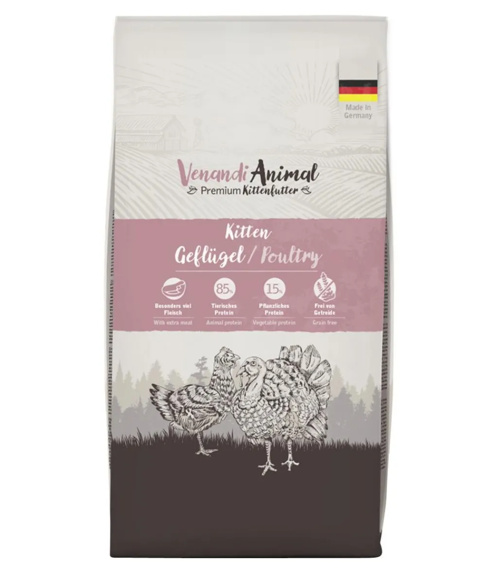 Venandi Animal Trockenfutter für Katzen Kitten, Huhn