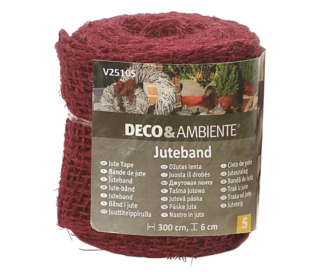 Videx Bastelbedarf|Pflanzenfolien & Ernteschutz - Juteband, ca. L300/B6 cm Dunkelrot