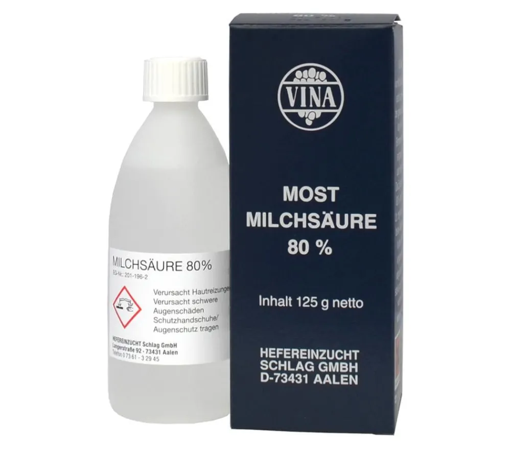 Vina Saft- & Weinherstellung - Milchsäure zur Mostbereitung, 80%, 125 g Transparent
