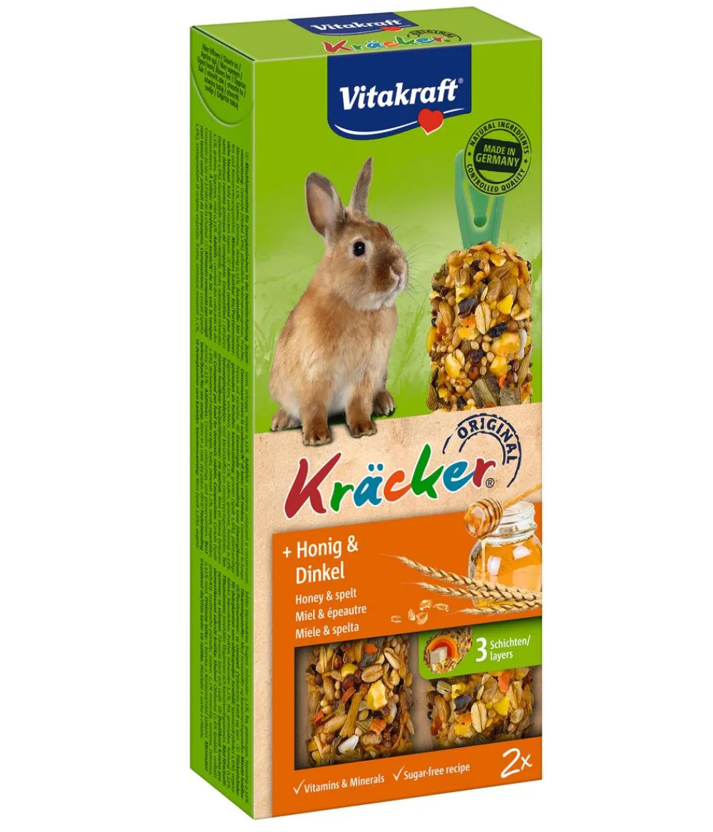 Vitakraft® Nagersnack Kräcker® Original Honig + Dinkel für Zwergkaninchen, 2er Pack New