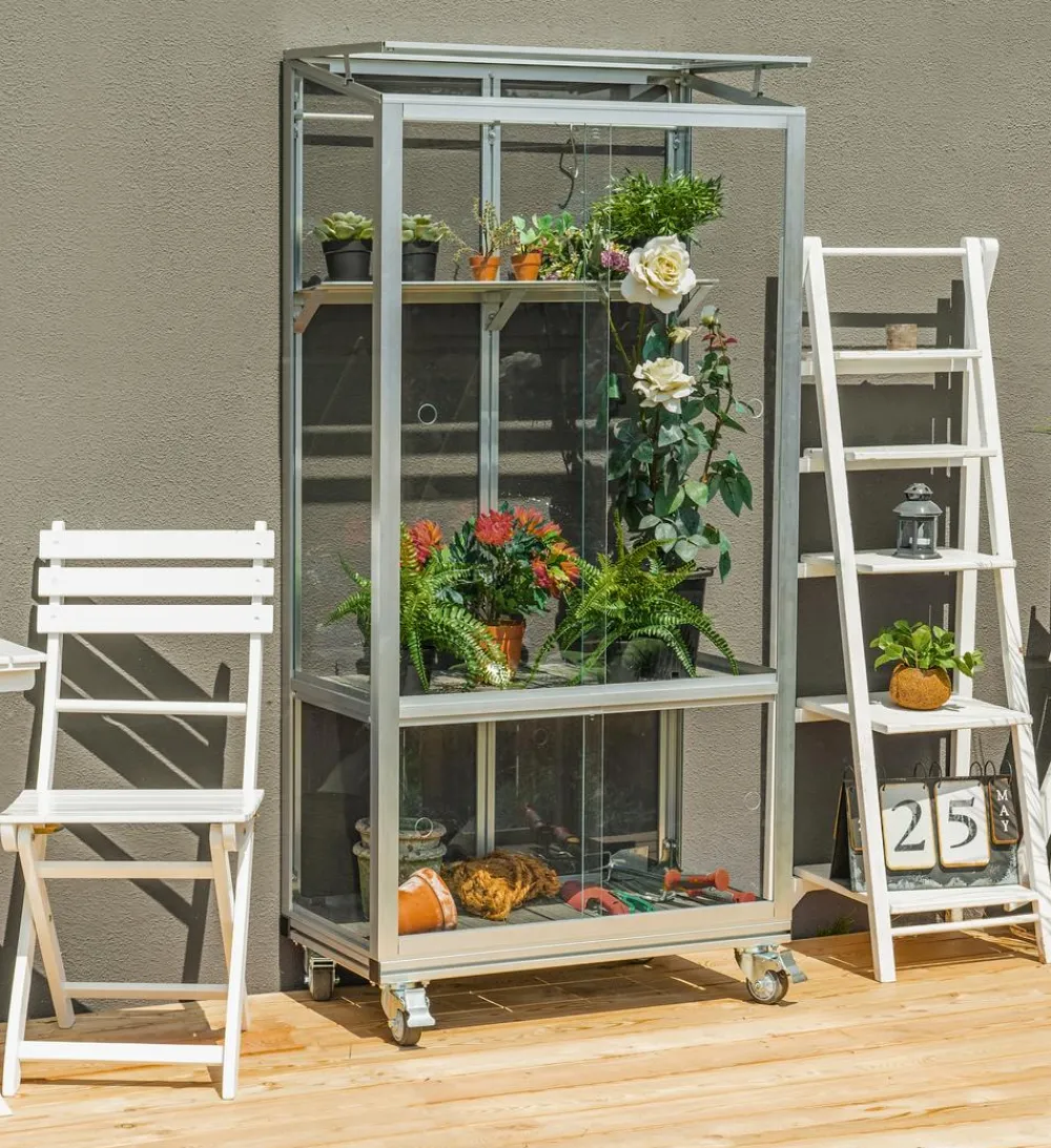 Vitavia Gewächshäuser - Balkongewächshaus Vila 350, ca. B81/H168/T43 cm Silber