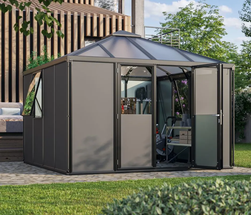 Vitavia Gerätehaus Sidera 10200 ESG/HKP, ca. B321,5/H264,5/T321,5 cm Schwarz Outlet