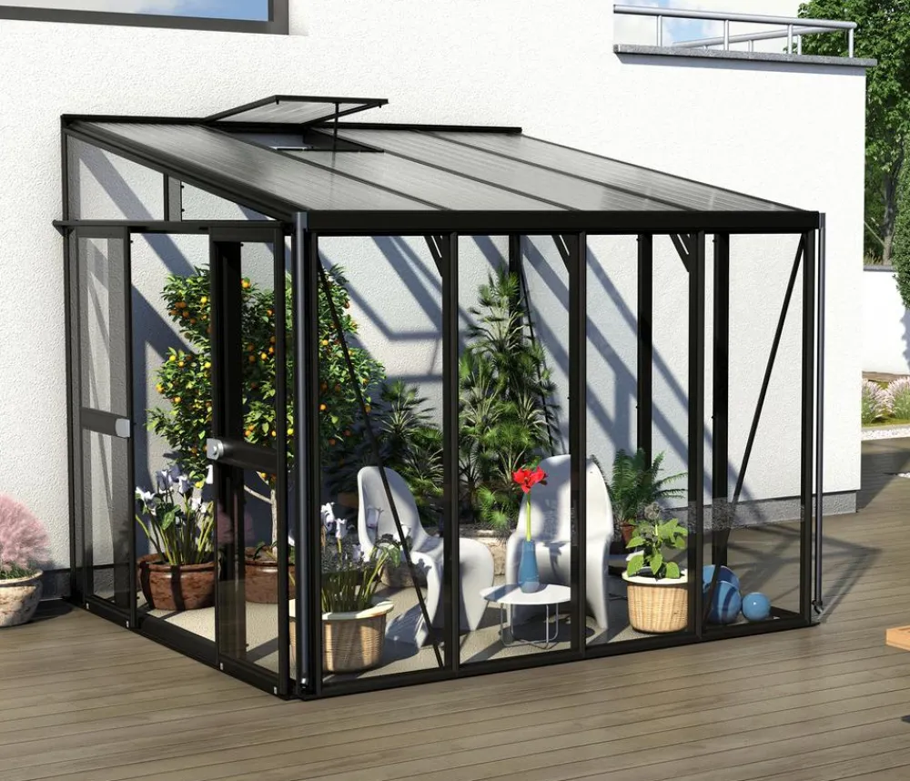 Vitavia Gewächshäuser - Gewächshaus Athene 7000 ESG/HKP, ca. B271/H239/T266 cm Schwarz