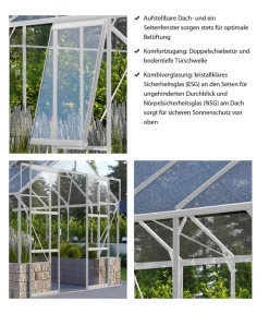 Vitavia Gewächshäuser - Gewächshaus Cassiopeia 9900 ESG/NSG, ca. B257/H249/T385 cm Silber