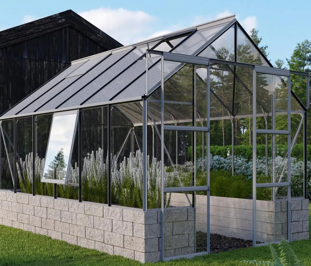 Vitavia Gewächshäuser - Gewächshaus Cassiopeia 9900 ESG/NSG, ca. B257/H249/T385 cm Silber