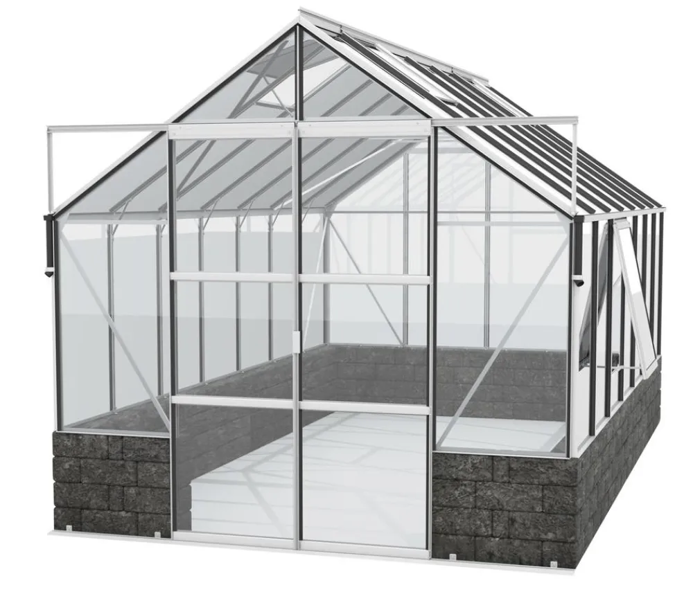 Vitavia Gewächshaus Cassiopeia 11500 ESG, inkl. Sockelmauer Basalt Silber New