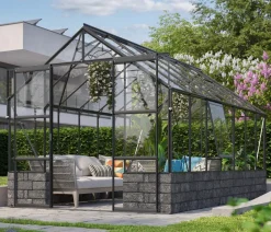 Vitavia Gewächshaus Cassiopeia 11500 ESG, inkl. Sockelmauer Basalt Schwarz New