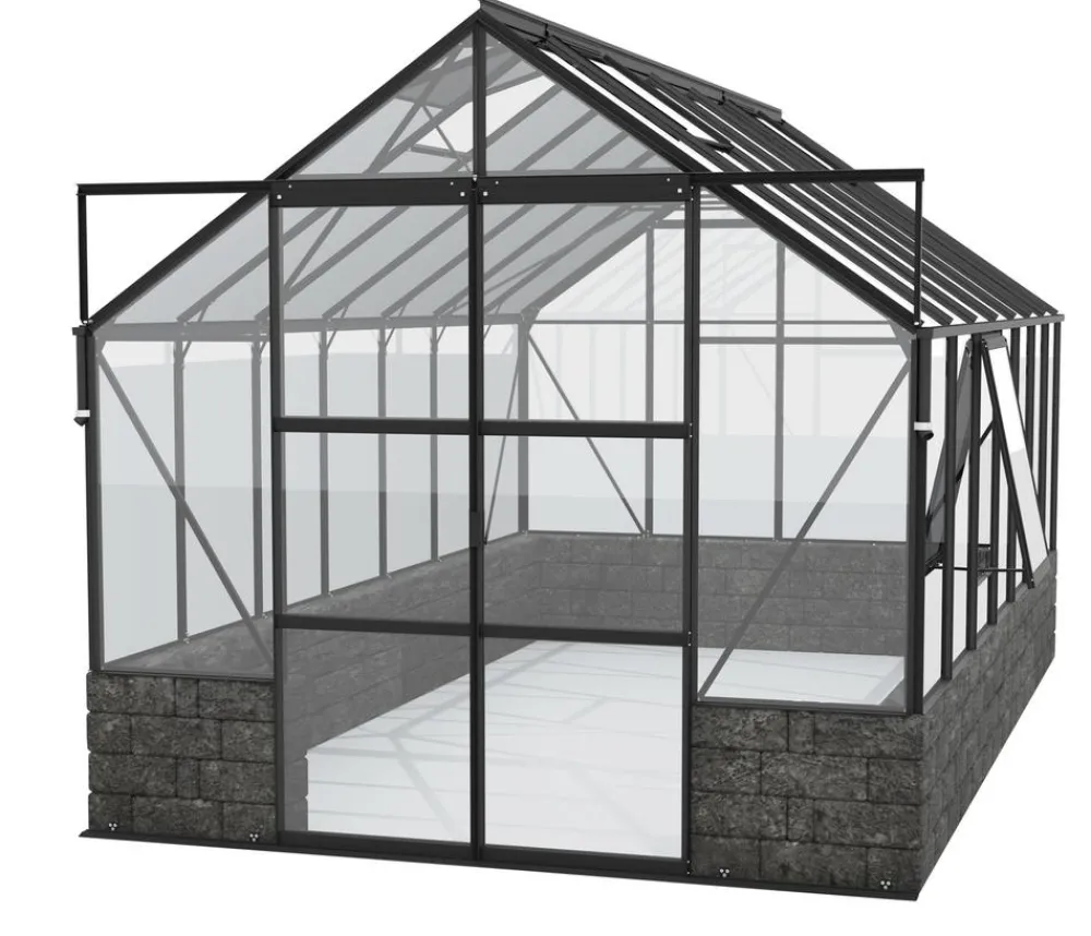 Vitavia Gewächshaus Cassiopeia 11500 ESG, inkl. Sockelmauer Basalt Schwarz New