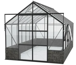 Vitavia Gewächshäuser - Gewächshaus Cassiopeia 11500 ESG/HKP, inkl. Sockelmauer Basalt Schwarz