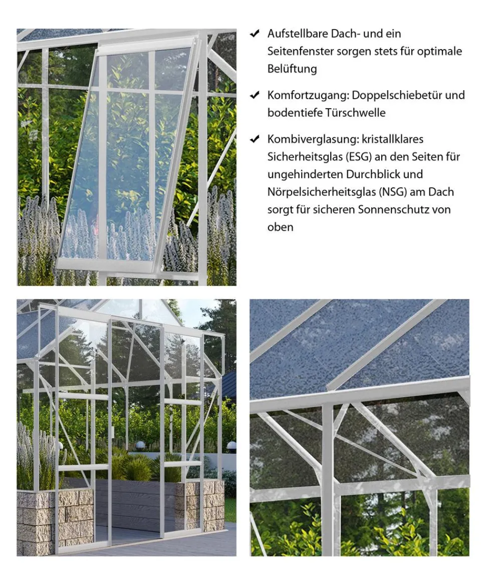 Vitavia Gewächshaus Cassiopeia 8300, ESG/NSG Silber Discount