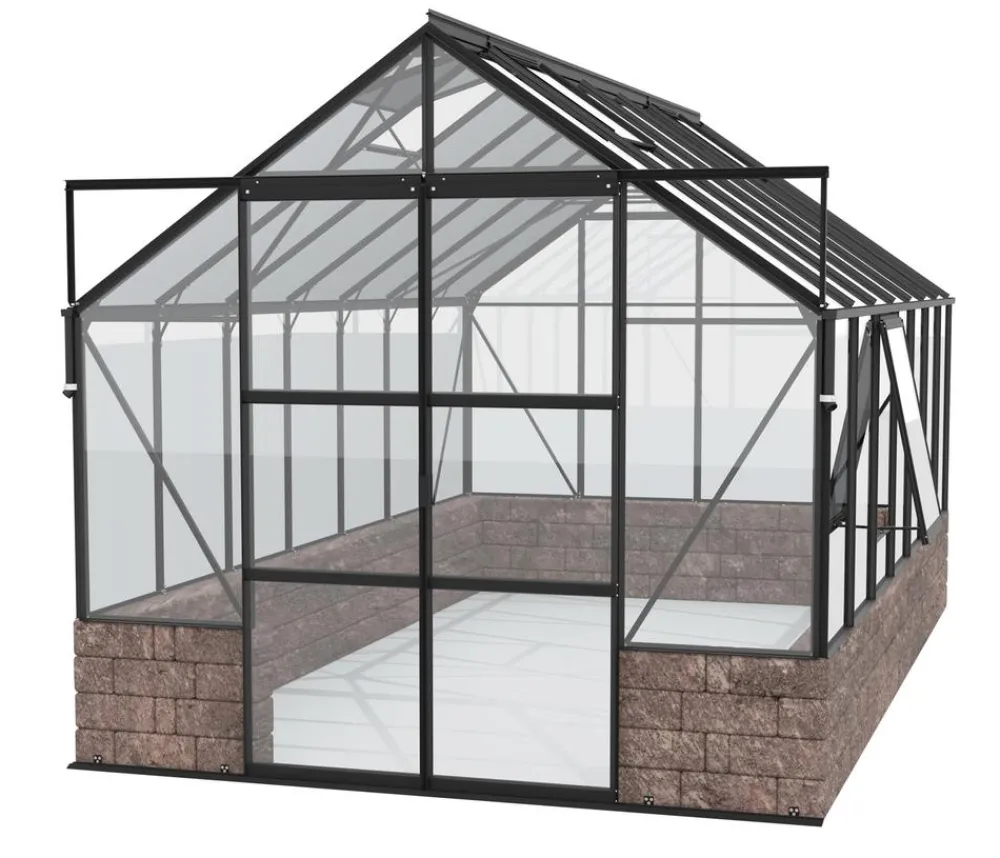 Vitavia Gewächshaus Cassiopeia 11500 ESG, inkl. Sockelmauer Herbstlaub Schwarz Discount