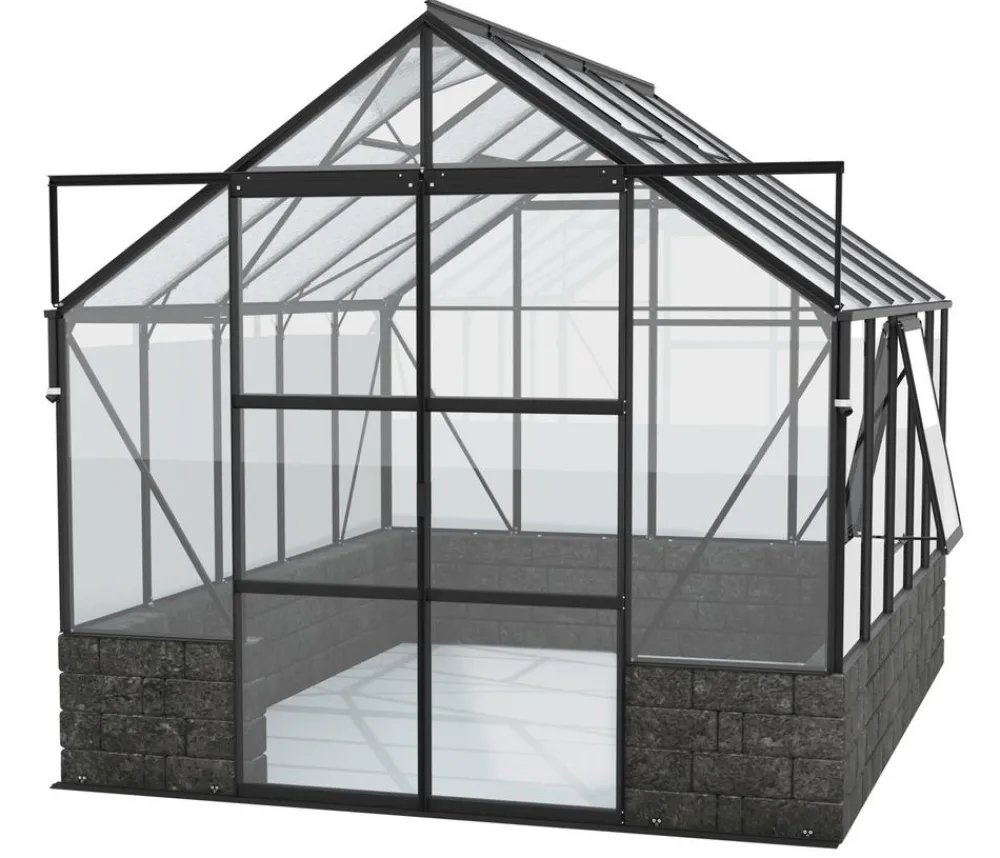 Vitavia Gewächshäuser > Gewächshaus Cassiopeia 8300 ESG/NSG, inkl. Sockelmauer Basalt