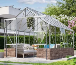 Vitavia Gewächshaus Cassiopeia 9900 ESG/HKP, inkl. Sockelmauer Herbstlaub Silber Clearance