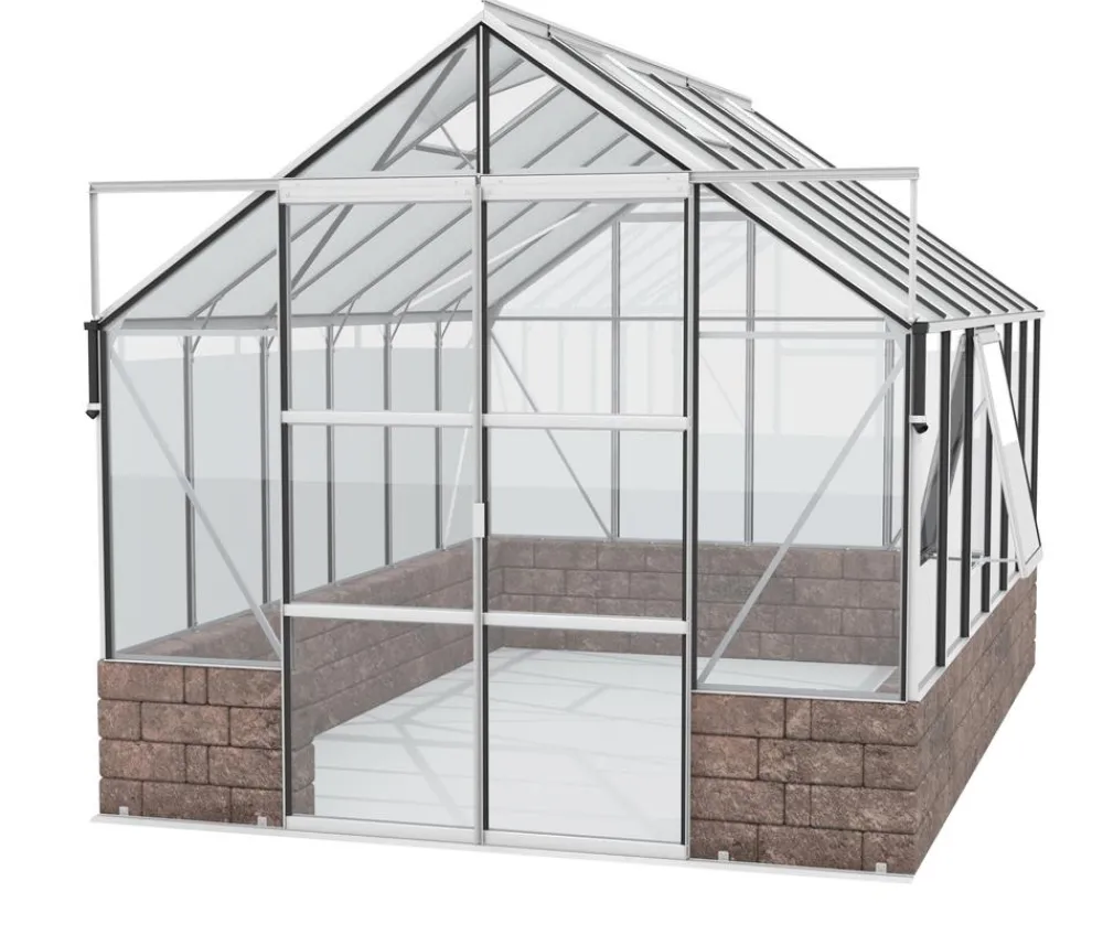 Vitavia Gewächshaus Cassiopeia 9900 ESG/HKP, inkl. Sockelmauer Herbstlaub Silber Clearance