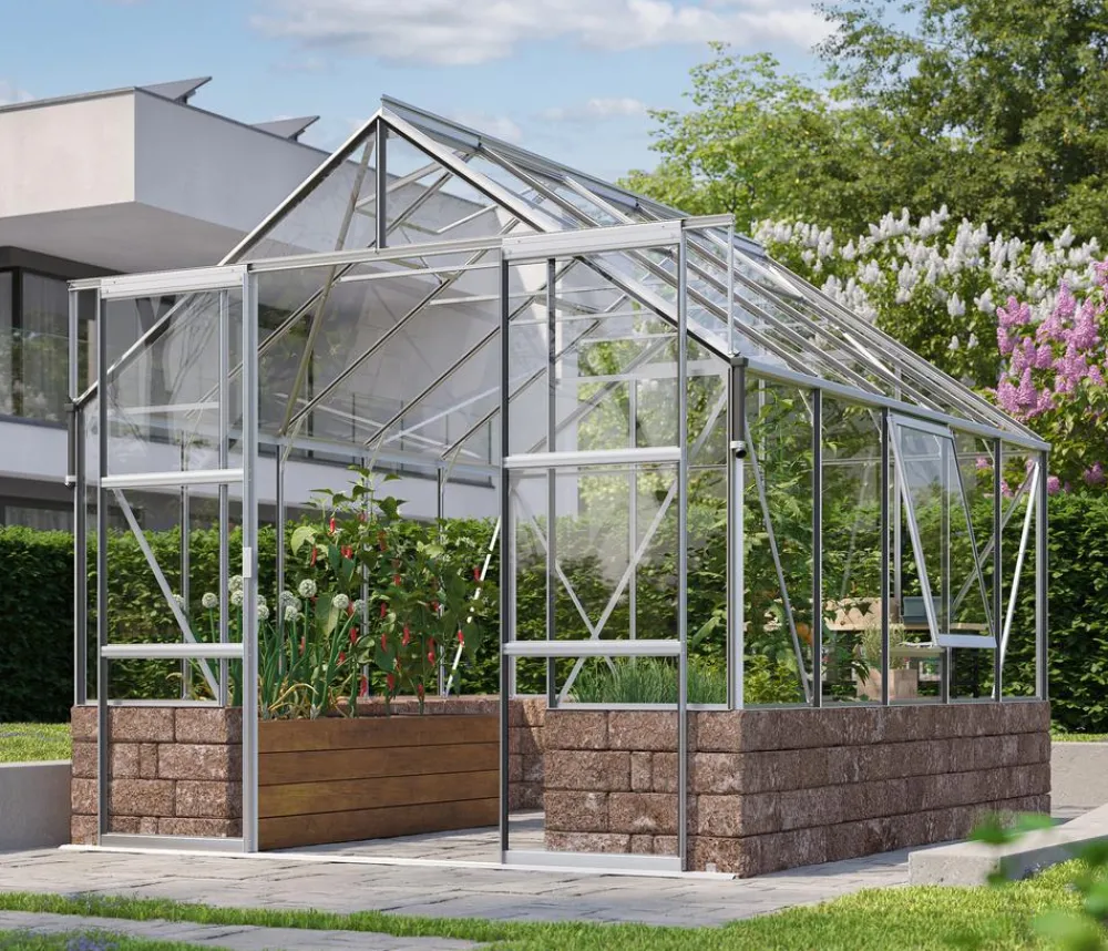Vitavia Gewächshäuser - Gewächshaus Cassiopeia 9900 ESG, ca. B257/H249/T385 cm Schwarz