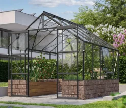 Vitavia Gewächshaus Cassiopeia 8300 ESG, inkl. Sockelmauer Herbstlaub Schwarz