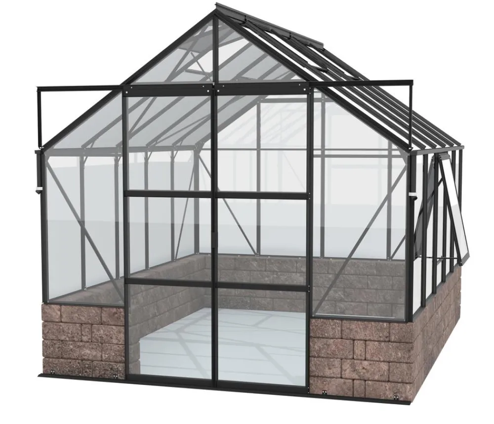 Vitavia Gewächshaus Cassiopeia 8300 ESG, inkl. Sockelmauer Herbstlaub Schwarz