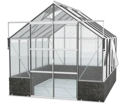 Vitavia Gewächshäuser - Gewächshaus Cassiopeia 8300 ESG, inkl. Sockelmauer Basalt Silber