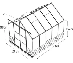 Vitavia Gewächshäuser - Gewächshaus Cassiopeia 8300 ESG, inkl. Sockelmauer Basalt Silber