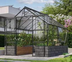 Vitavia Gewächshäuser - Gewächshaus Cassiopeia 8300 ESG, inkl. Sockelmauer Basalt Schwarz