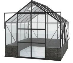 Vitavia Gewächshäuser - Gewächshaus Cassiopeia 8300 ESG, inkl. Sockelmauer Basalt Schwarz