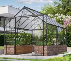 Vitavia Gewächshaus Cassiopeia 8300 ESG/HKP, inkl. Sockelmauer Herbstlaub Schwarz