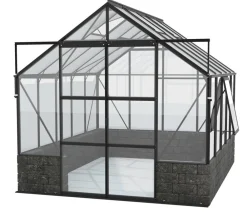 Vitavia Gewächshäuser - Gewächshaus Cassiopeia 8300 ESG/HKP, inkl. Sockelmauer Basalt Schwarz
