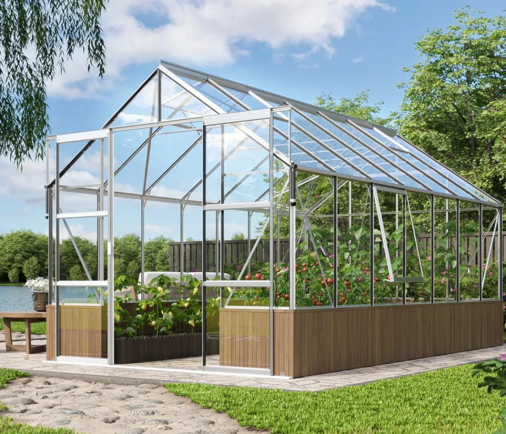 Vitavia Gewächshäuser - Gewächshaus Cassiopeia 11500 ESG, ca. B257/H249/T448 cm Silber