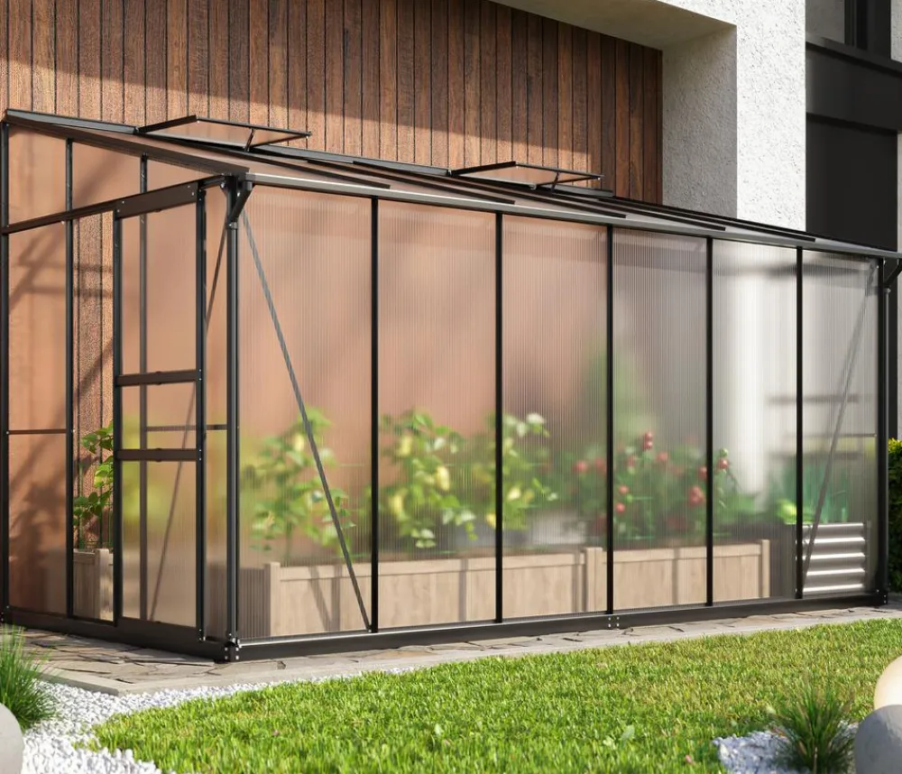 Vitavia Gewächshaus Iris 7800, ca. B387/H221/T201 cm Schwarz Discount