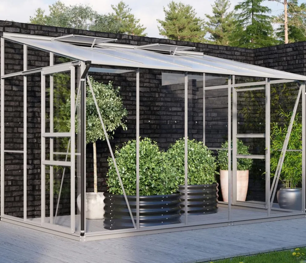 Vitavia Gewächshaus Iris 6500 ESG/HKP, ca. B324/H221/T201 cm Silber Discount