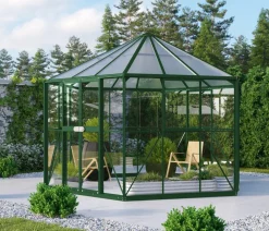 Vitavia Gewächshaus Luna 9000, inkl. Stahlfundamentrahmen, ca. B383/H283/T331 cm Dunkelgrün Outlet