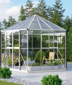 Vitavia Gewächshäuser - Gewächshaus Luna 9000, inkl. Stahlfundamentrahmen, ca. B383/H283/T331 cm Weiß