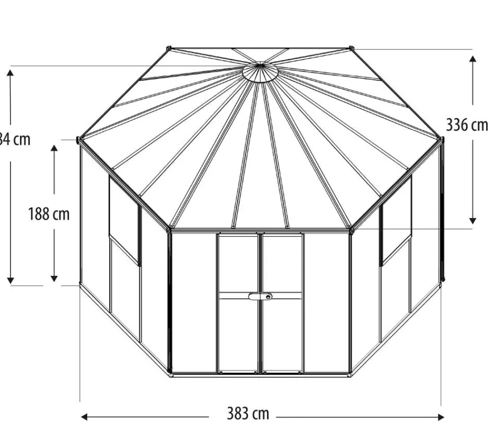 Vitavia Gewächshäuser - Gewächshaus Luna 9000, inkl. Stahlfundamentrahmen, ca. B383/H283/T331 cm Weiß
