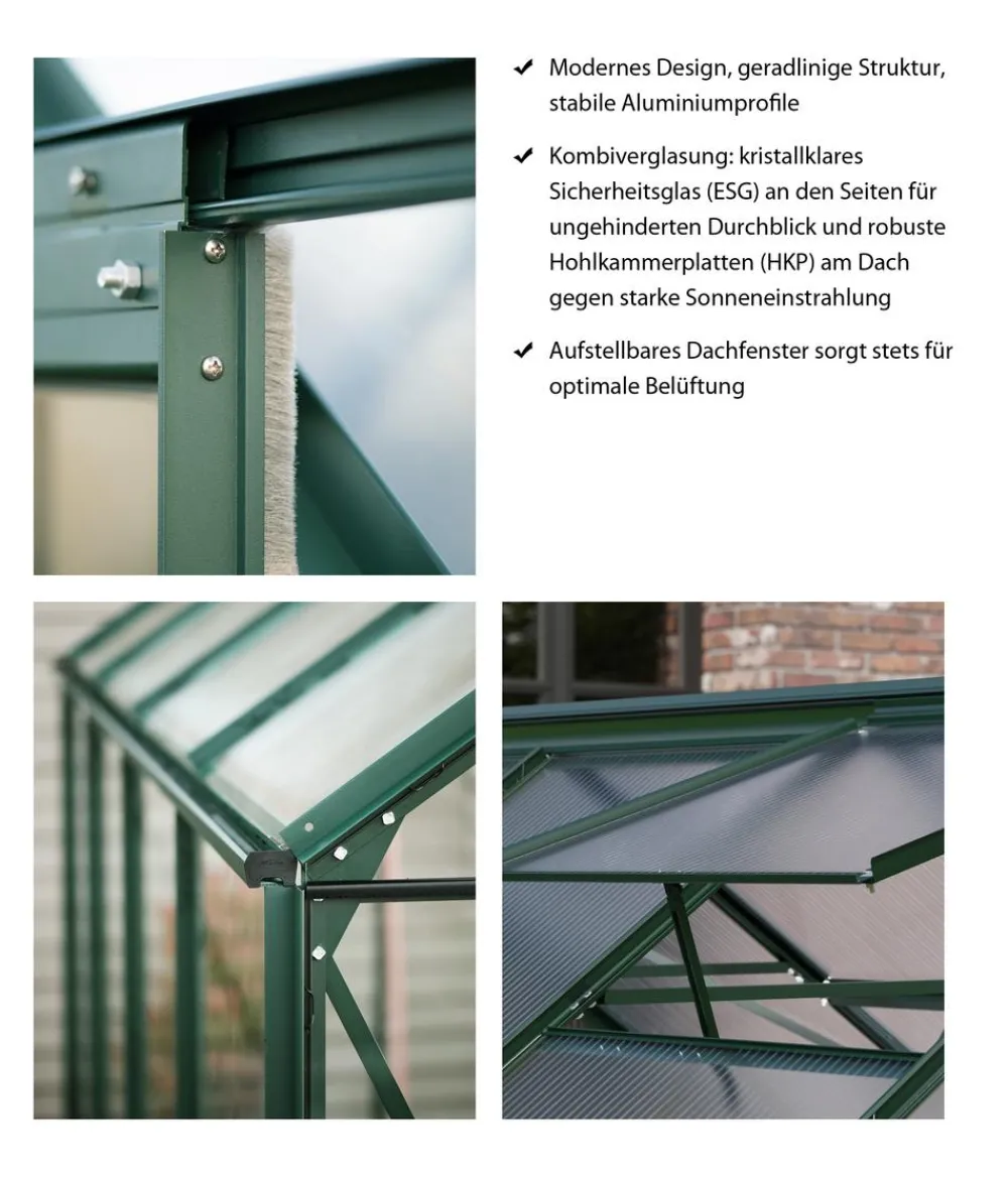Vitavia Gewächshäuser - Gewächshaus Neptun 8300, ESG/HKP Dunkelgrün
