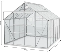 Vitavia Gewächshaus Neptun Plus 8300 ESG/HKP, inkl. Stahlfundamentrahmen, ca. B257/H238/T321 cm Silber Sale