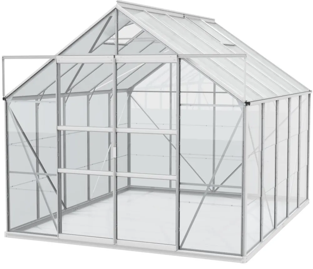 Vitavia Gewächshaus Neptun Plus 8300 ESG/HKP, inkl. Stahlfundamentrahmen, ca. B257/H238/T321 cm Silber Sale