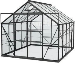 Vitavia Gewächshäuser - Gewächshaus Neptun Plus 8300 ESG/HKP, inkl. Stahlfundamentrahmen, ca. B257/H238/T321 cm Schwarz