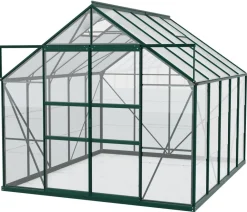 Vitavia Gewächshäuser - Gewächshaus Neptun Plus 8300 ESG/HKP, inkl. Stahlfundamentrahmen, ca. B257/H238/T321 cm Dunkelgrün