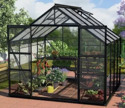 Vitavia Gewächshaus Neptun Plus 6700 ESG/HKP, inkl. Stahlfundamentrahmen, ca. B257/H238/T258 cm Schwarz Sale
