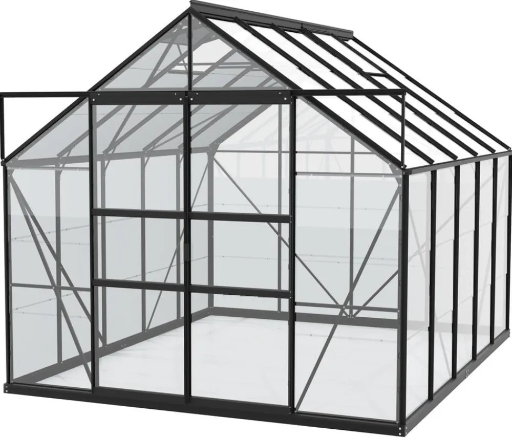 Vitavia Gewächshaus Neptun Plus 8300 ESG, inkl. Stahlfundamentrahmen, ca. B257/H238/T321 cm Schwarz Outlet