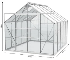 Vitavia Gewächshaus Neptun Plus 8300 ESG, inkl. Stahlfundamentrahmen, ca. B257/H238/T321 cm Schwarz Outlet