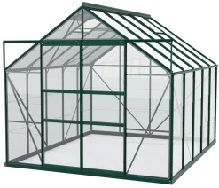 Vitavia Gewächshäuser - Gewächshaus Neptun Plus 8300 ESG, inkl. Stahlfundamentrahmen, ca. B257/H238/T321 cm Dunkelgrün