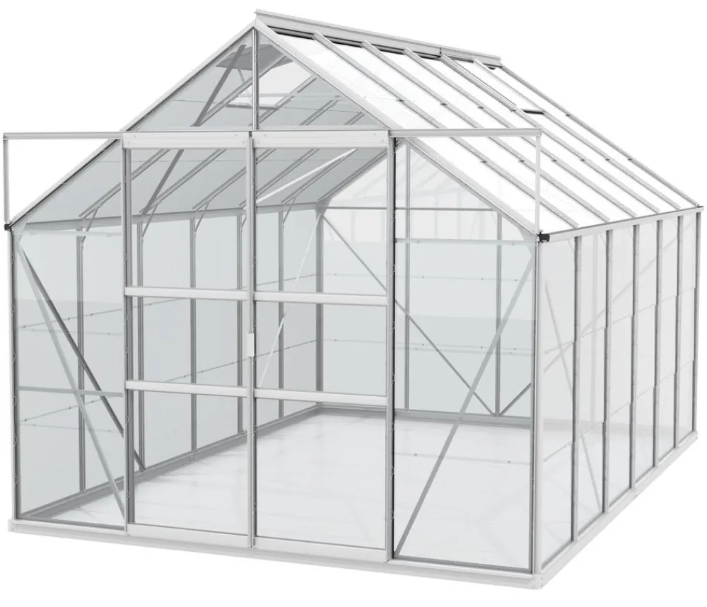 Vitavia Gewächshaus Neptun Plus 9900 ESG, inkl. Stahlfundamentrahmen, ca. B257/H238/T383 Silber