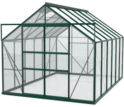 Vitavia Gewächshäuser - Gewächshaus Neptun Plus 9900 ESG, inkl. Stahlfundamentrahmen, ca. B257/H238/T383 Dunkelgrün