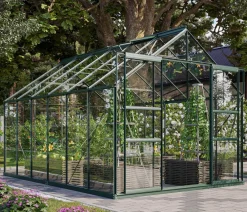 Vitavia Gewächshäuser - Gewächshaus Neptun Plus 9900 ESG, inkl. Stahlfundamentrahmen, ca. B257/H238/T383 Dunkelgrün