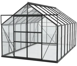 Vitavia Gewächshaus Neptun Plus 11500 ESG, inkl. Stahlfundamentrahmen, ca. B254/H238/T441 cm Schwarz
