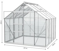 Vitavia Gewächshäuser > Gewächshaus Neptun Plus 6700 ESG, inkl. Stahlfundamentrahmen, ca. B257/H238/T258 cm