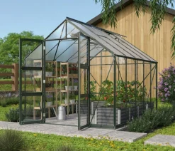 Vitavia Gewächshäuser - Gewächshaus Orbit 8300, ESG/NSG, inkl. Stahlfundamentrahmen Dunkelgrün