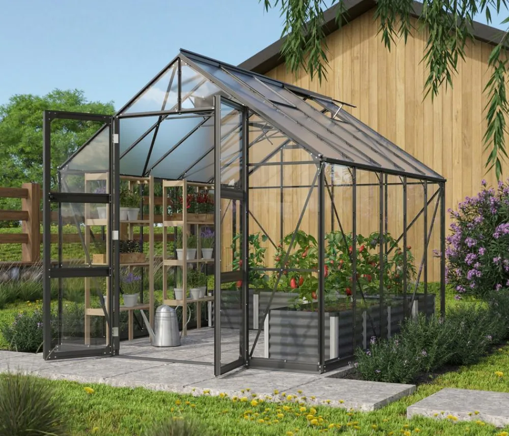 Vitavia Gewächshäuser - Gewächshaus Orbit 8300, ESG/HKP, inkl. Stahlfundamentrahmen Schwarz