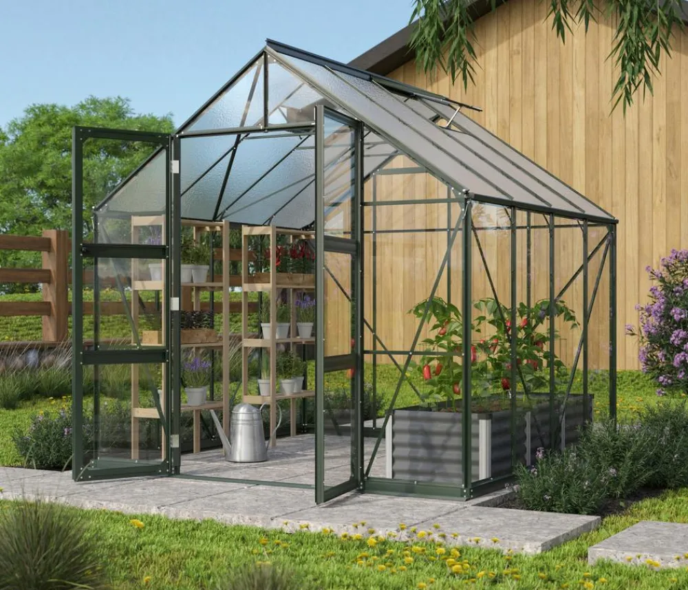 Vitavia Gewächshäuser - Gewächshaus Orbit 6700, ESG/NSG, inkl. Fundament Dunkelgrün